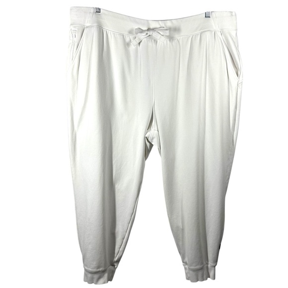 Athleta Triumph Jogger Pants Women's 3X White Lounge Workout Layer Travel Warm - Picture 1 of 8